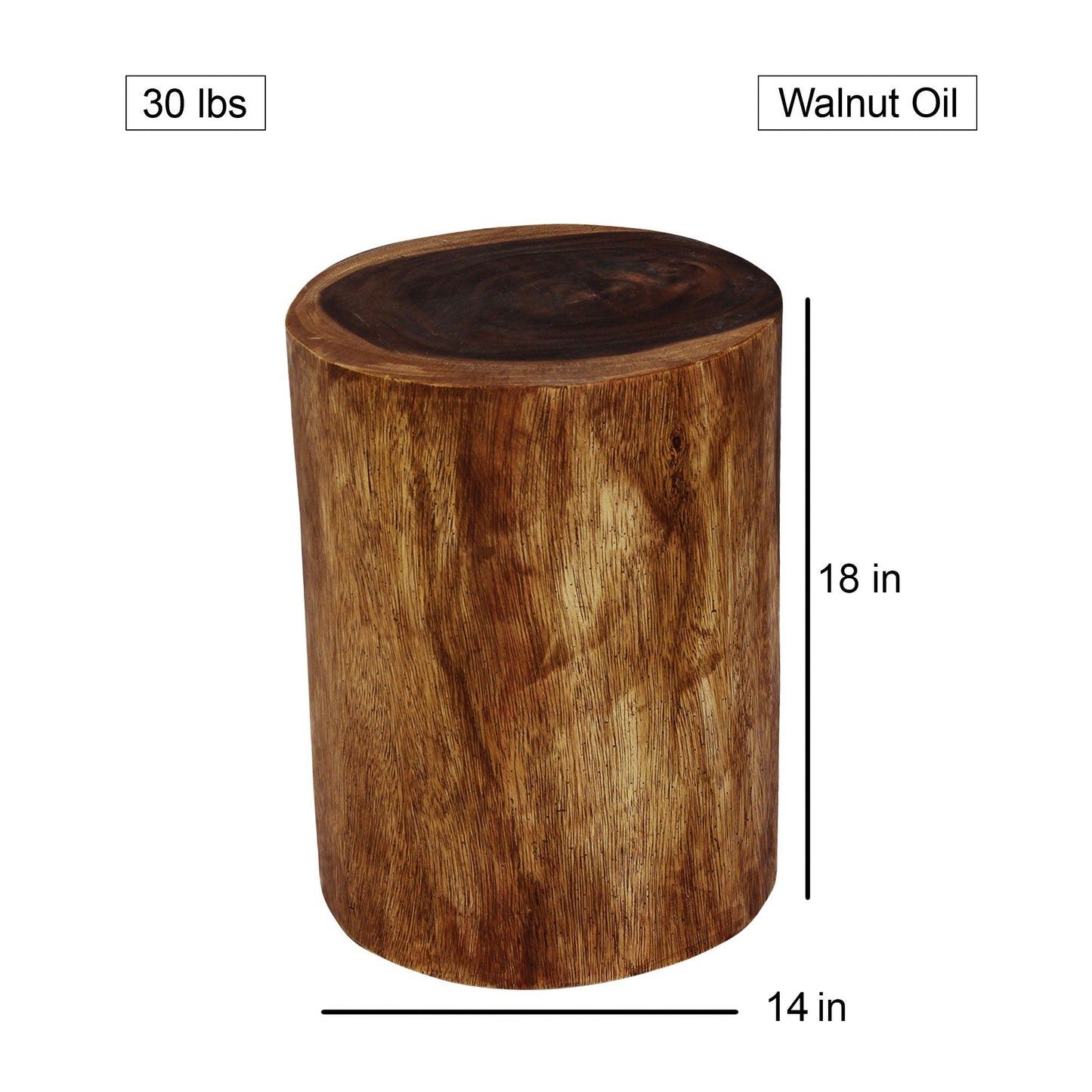 Haussmann® Wood Stump Stool or Stand 11-14 in DIA x 18 in H Walnut Oil