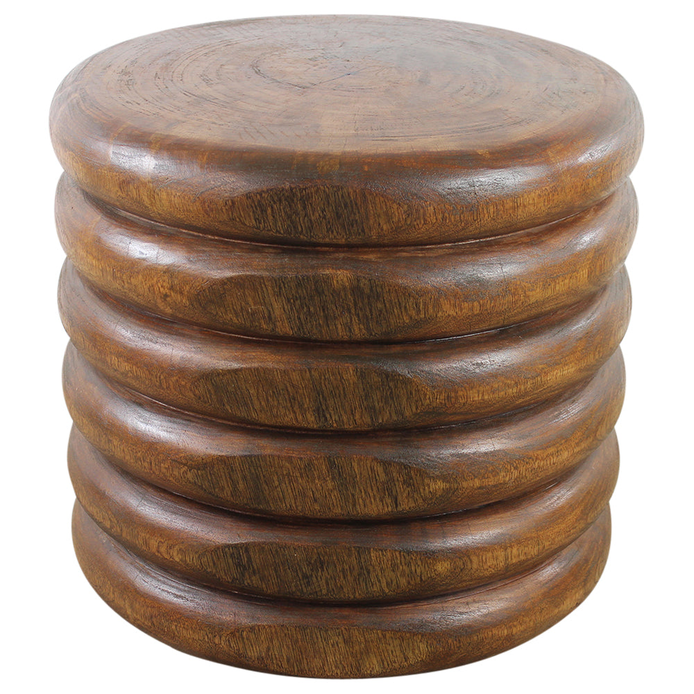 Mango Stacked Rings Accent Table 20 D x 18 in High Antique Oak Oil