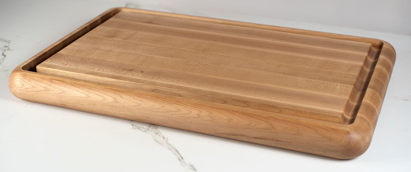 Professional Rounded Edge Carving Butcher Block with Deep Juice Channel