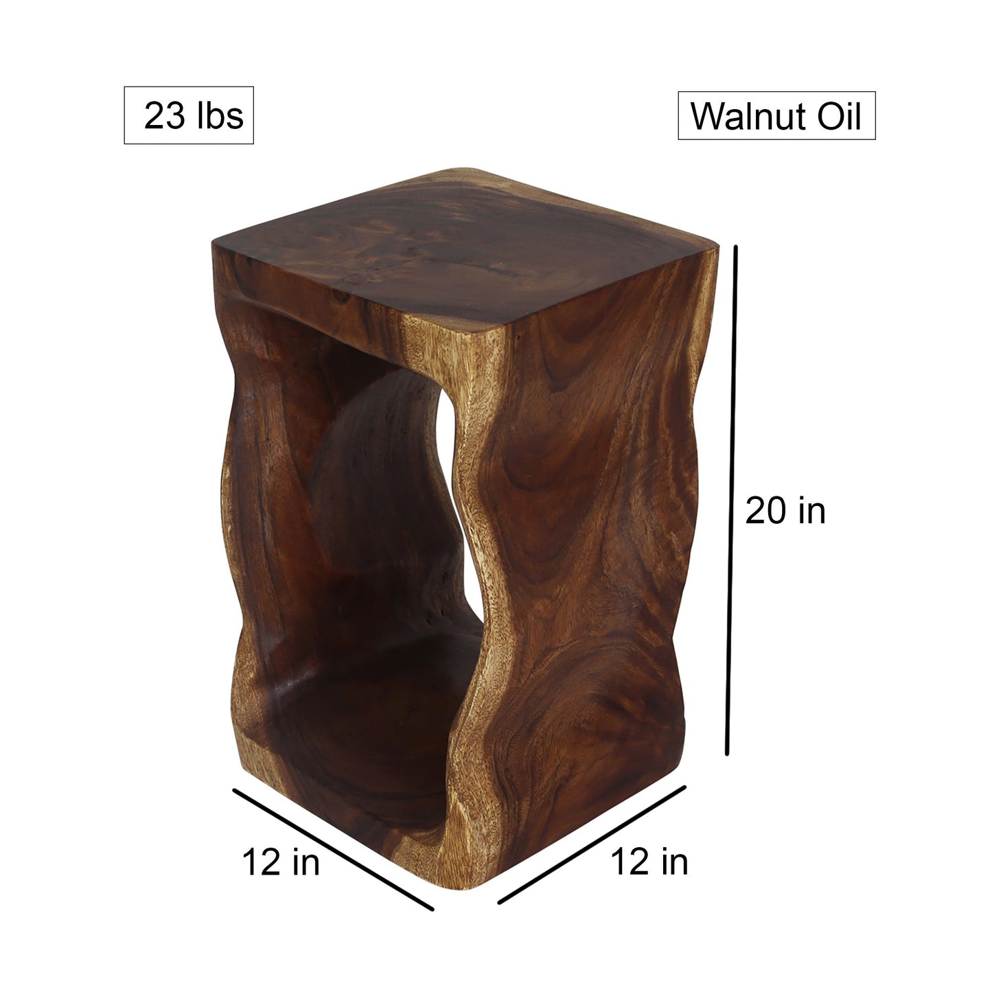 Haussmann® Wood Natural Stool End Table 12 In Sq X 20 In High Walnut Oil