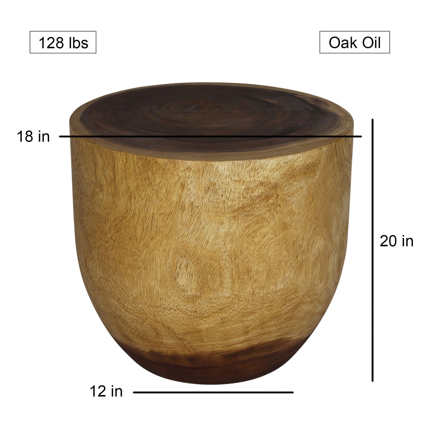 Haussmann® Wood Oval Drum Table 20 in Diameter x 18 in High Oak Oil