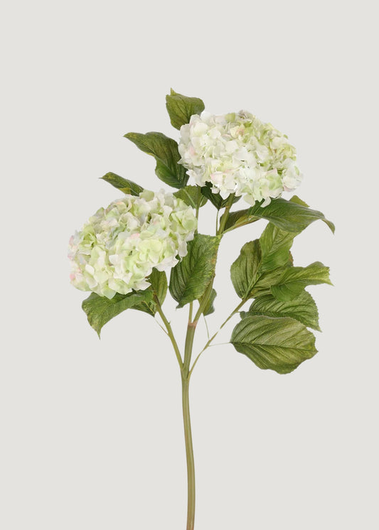 Cream Green Faux Hydrangea Branch - 36"