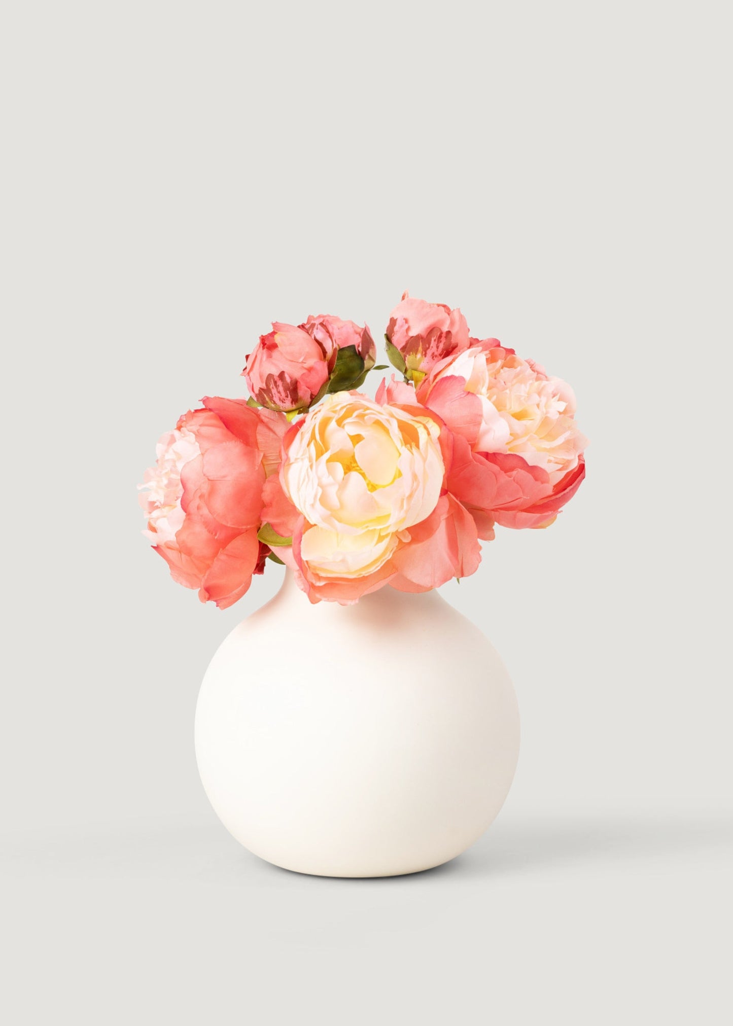 Coral Faux Peony Flower Bundle - 21"