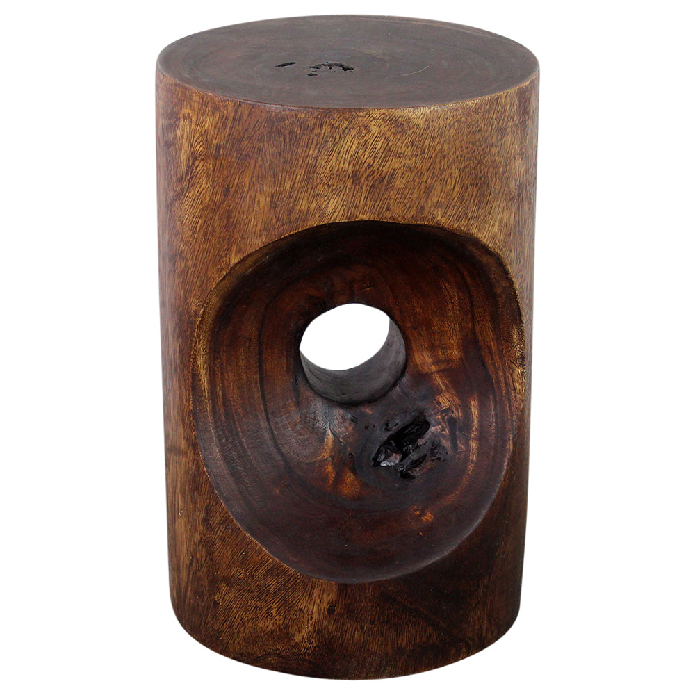 Haussmann® Wood Peephole Table Stool 13 in D x 20 in H Dark Walnut Oil