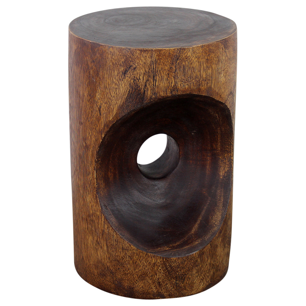 Haussmann® Wood Peephole Table Stool 13 in D x 20 in H Dark Walnut Oil