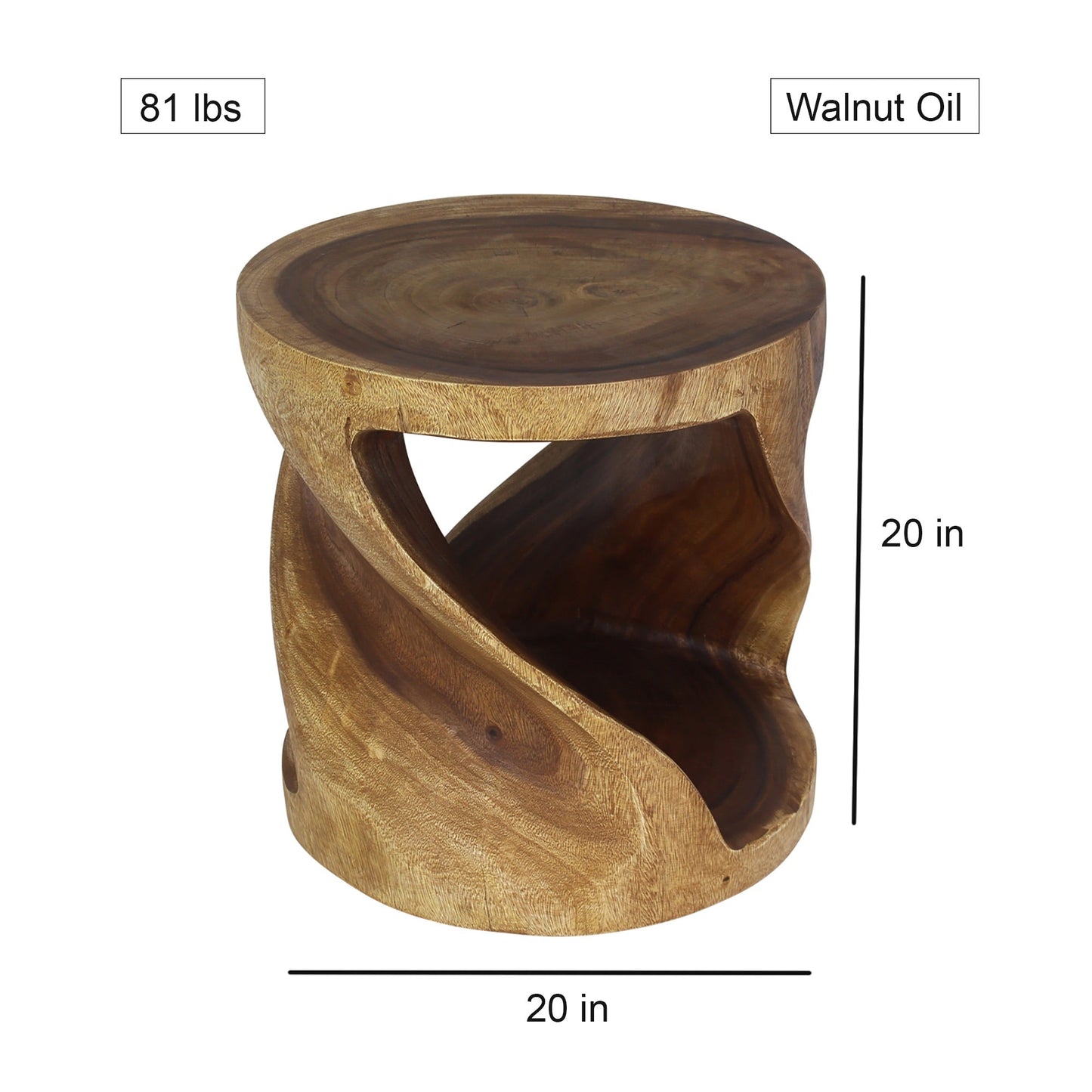 Haussmann® Round Twist End Table 20 in DIA x 20 in H Walnut