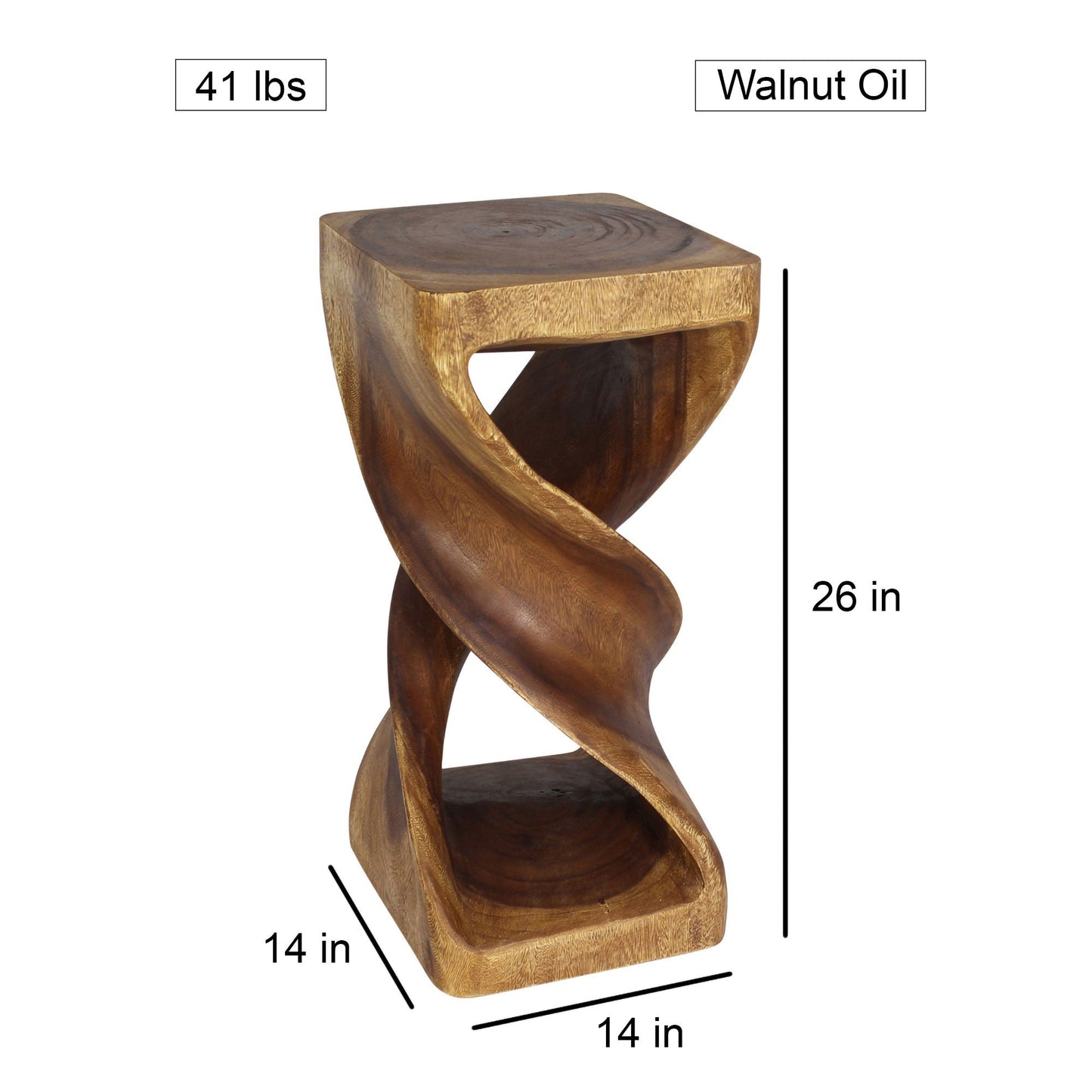 Haussmann® Wood Rectangular Double Twist 12 in x 14 in x 26 in H Walnut Oil