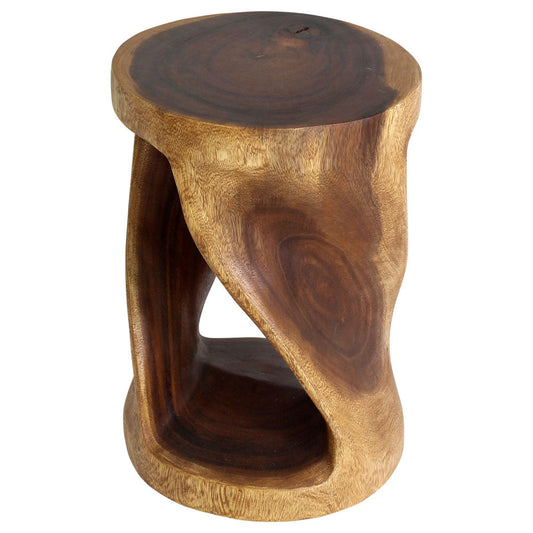 Haussmann® Round Wood Twist Accent Table 14 in DIA x 20 in High Walnut Oil