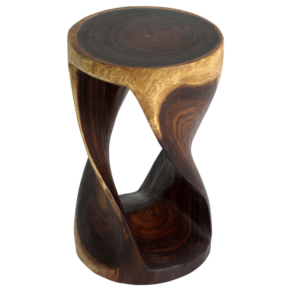 Haussmann® Round Wood Twist Accent Table 14 in DIA x 23 in High Walnut Oil