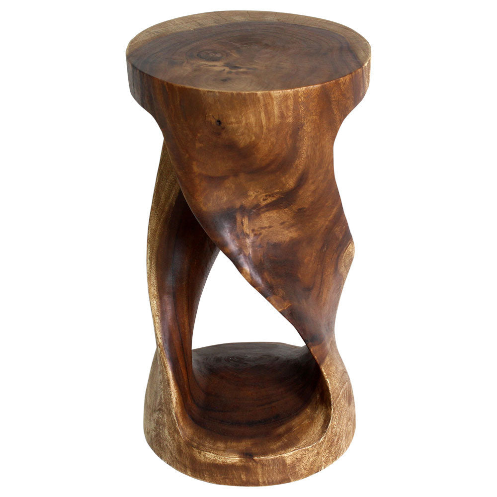 Haussmann® Round Wood Twist Accent Table 14 in DIA x 26 in High Walnut Oil