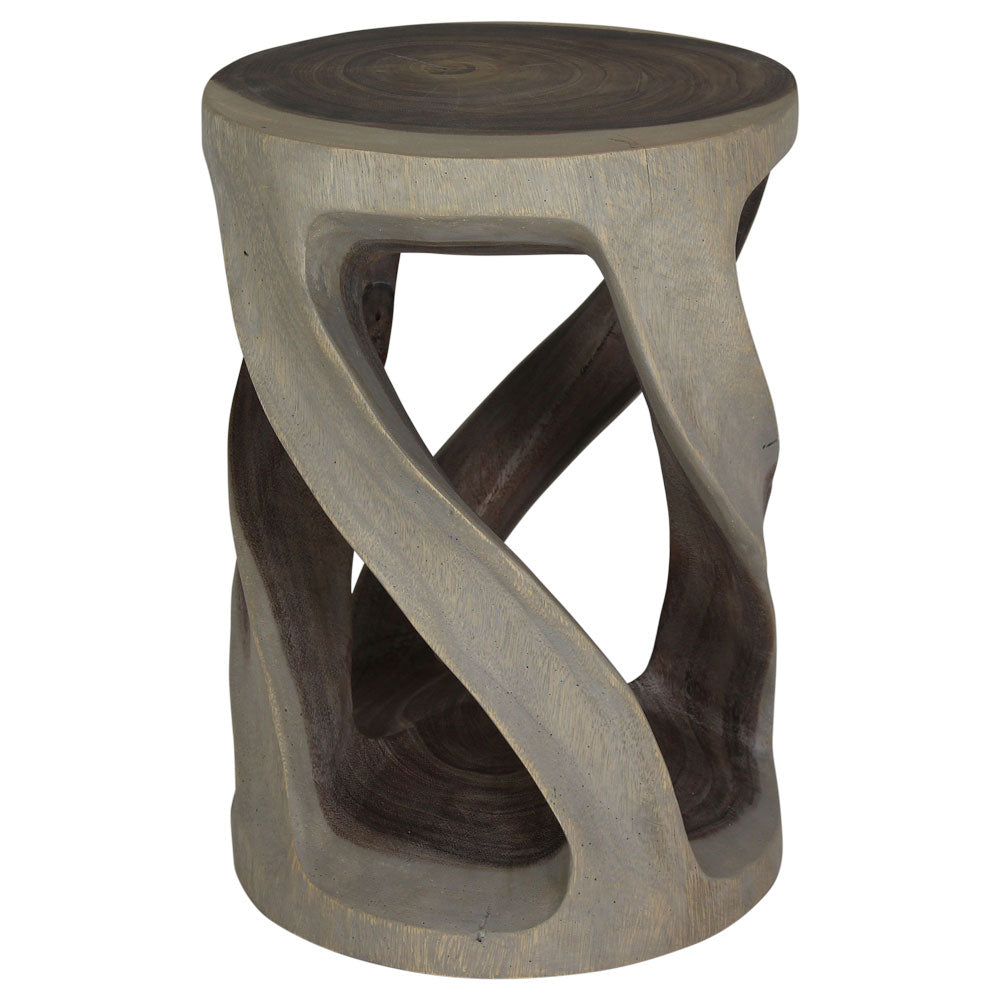 Haussmann® Round Wild Twisted Vine End Table 14 in D x 20 in H Grey Oil