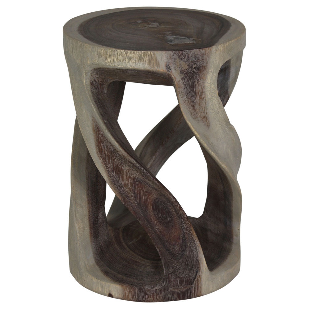 Haussmann® Round Wild Twisted Vine End Table 14 in D x 20 in H Grey Oil