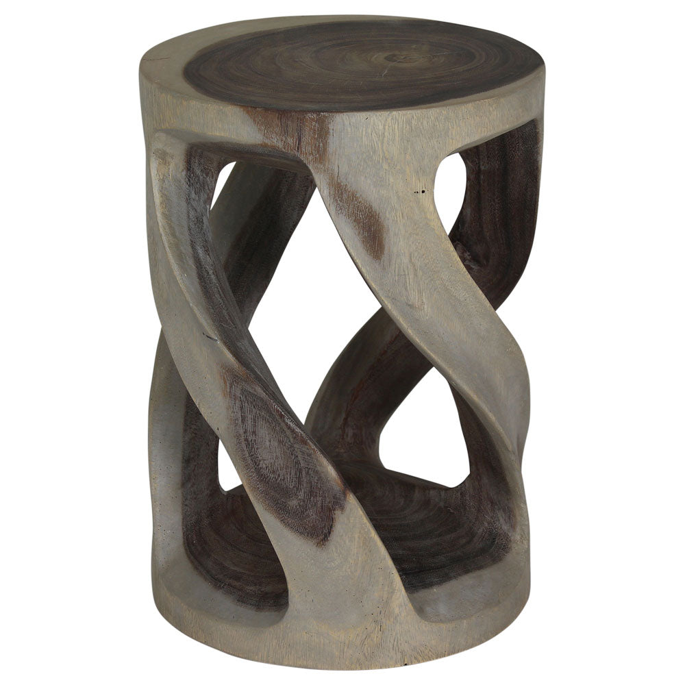 Haussmann® Round Wild Twisted Vine End Table 14 in D x 20 in H Grey Oil