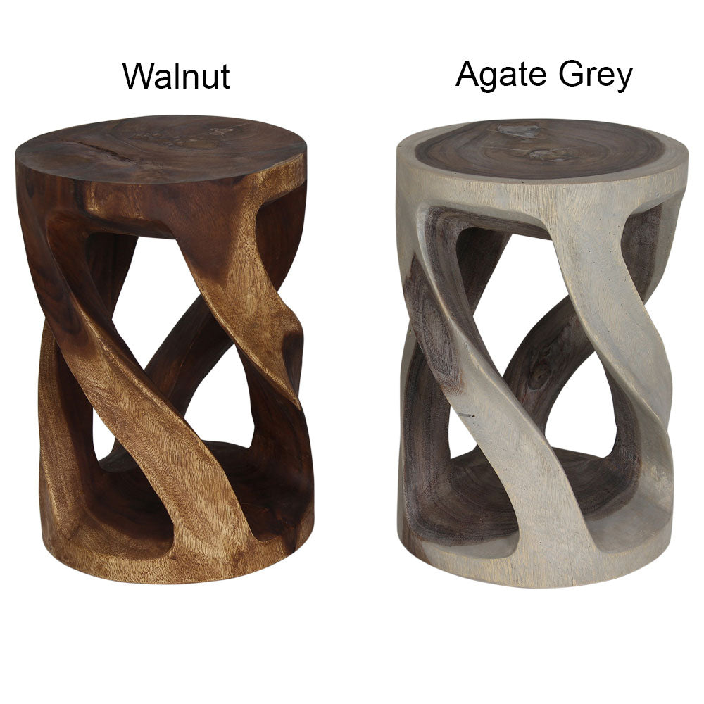 Haussmann® Round Wild Twisted Vine End Table 14 in D x 20 in H Grey Oil