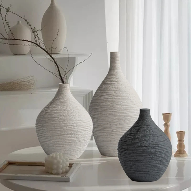 Simple Nordic Ceramic Vase – Luxury Narrow-Mouth Design