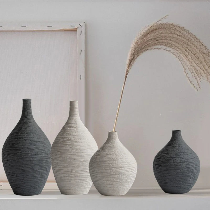 Simple Nordic Ceramic Vase – Luxury Narrow-Mouth Design