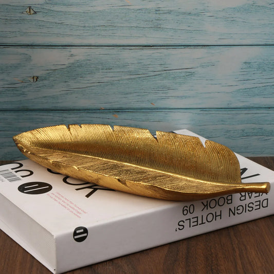 Elegant Golden Leaf Decor Tray – Stylish Storage & Decorative Accent for Any Room