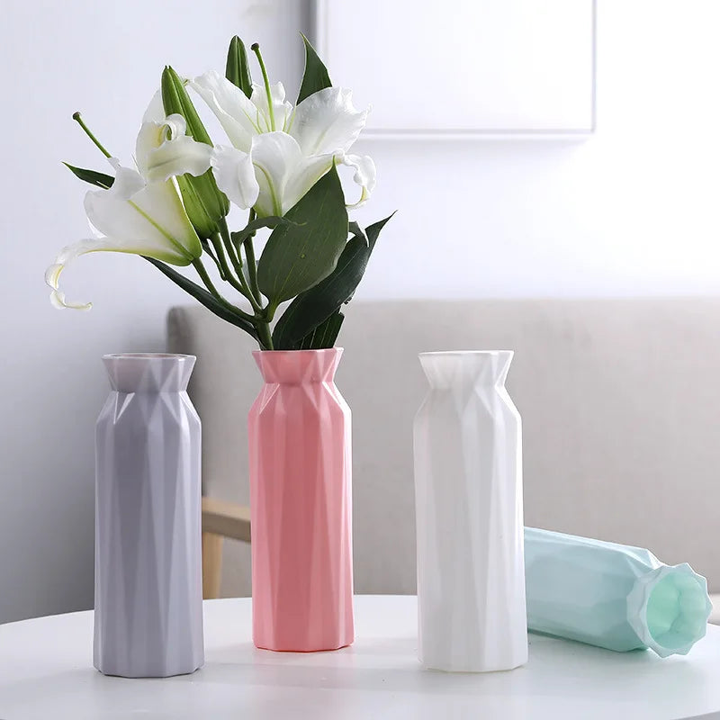 Modern White & Pink Flower Vase – Nordic Home Decor