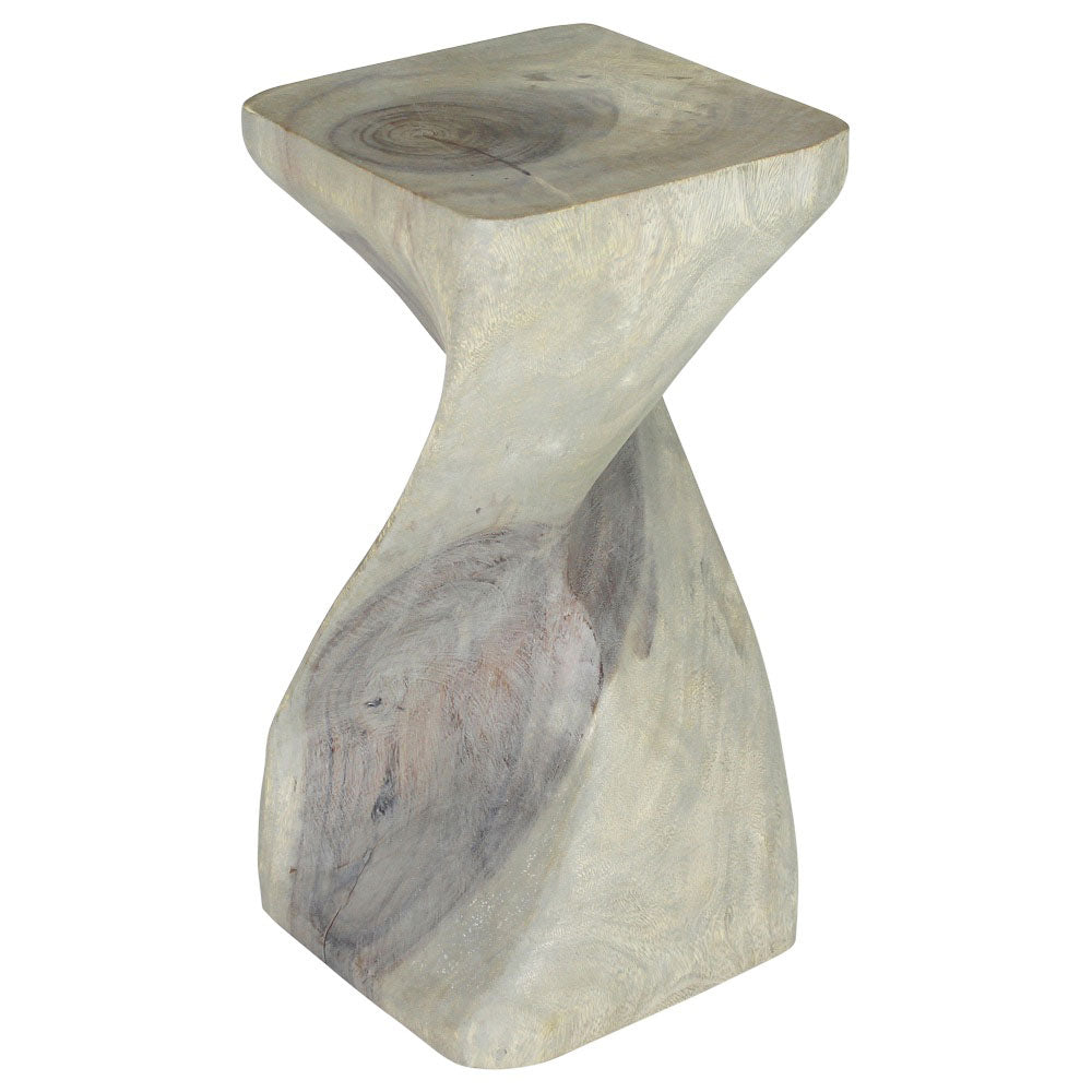 Single Twist Stool Accent Table 12 in SQ x 24 in H Grey Oil