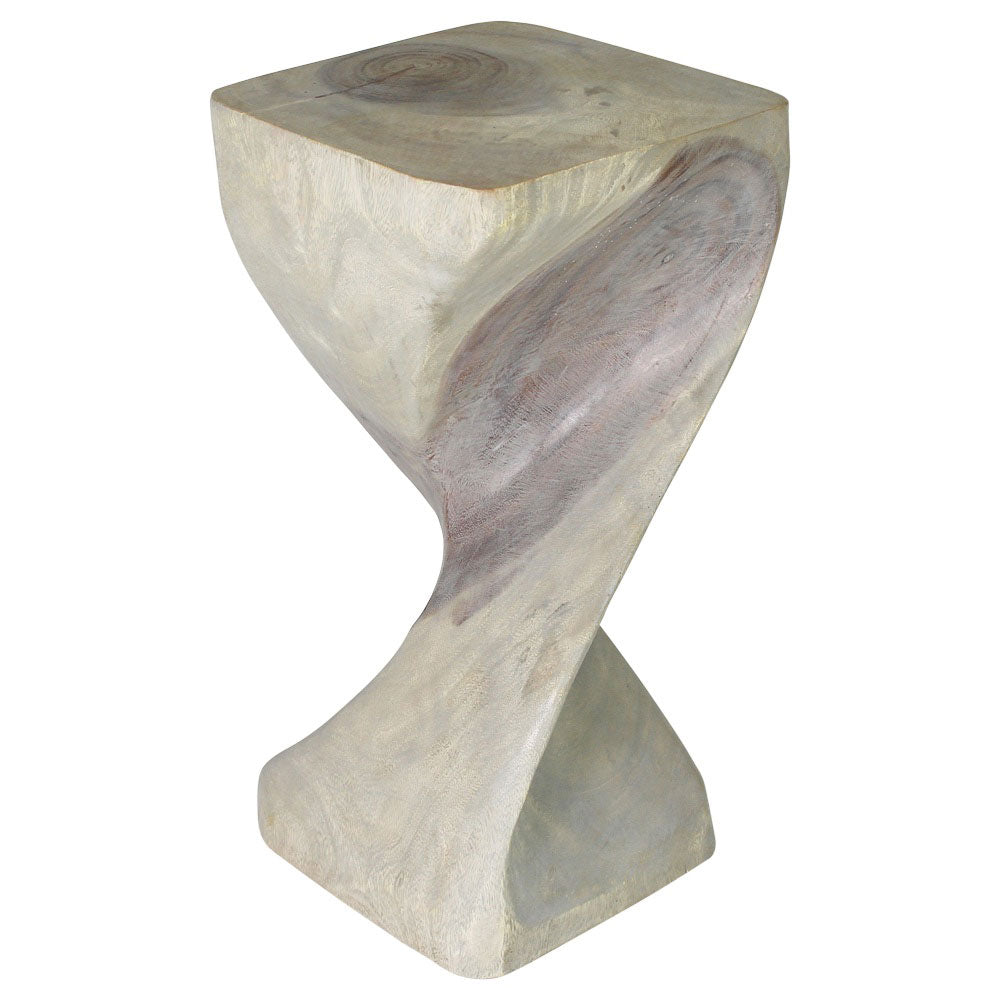 Single Twist Stool Accent Table 12 in SQ x 24 in H Grey Oil