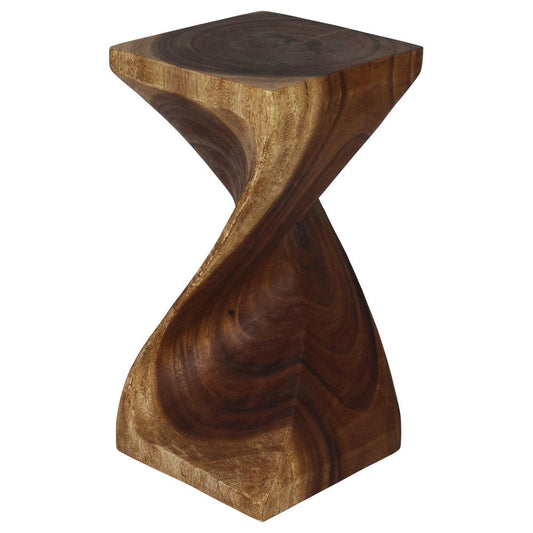 Single Twist Stool Accent Table 12 in SQ x 24 in H Walnut Oil