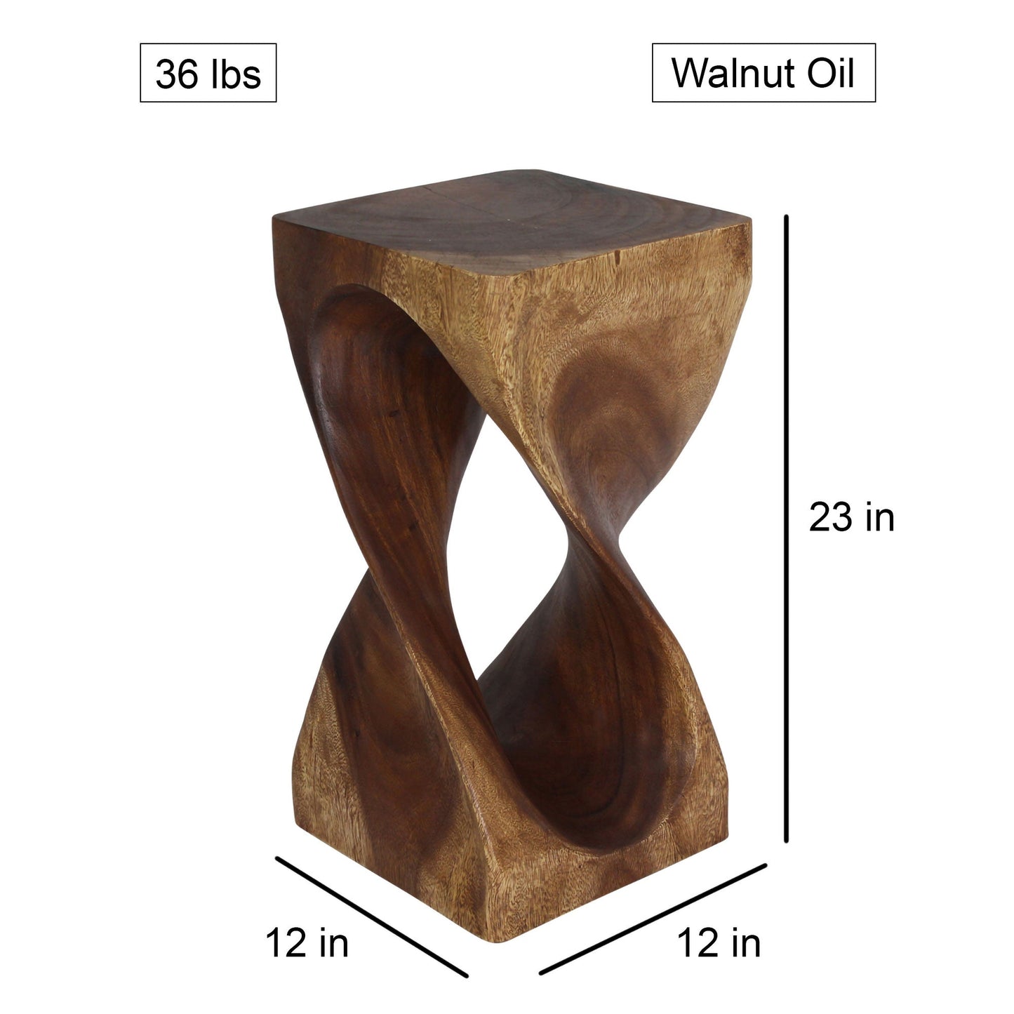 Haussmann® Single Twist Vine Stool Stand 12 in SQ x 23 in H Walnut Oil