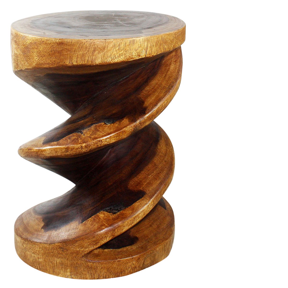 Haussmann® Wood Spiral Zig Zag End Table 15 D x 20 inch High Walnut Oil