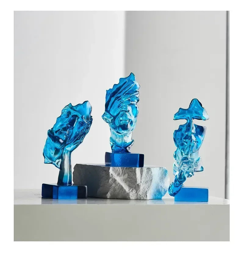 3-Piece Abstract Face Statues – Modern Decorative Figurines for Home & Office