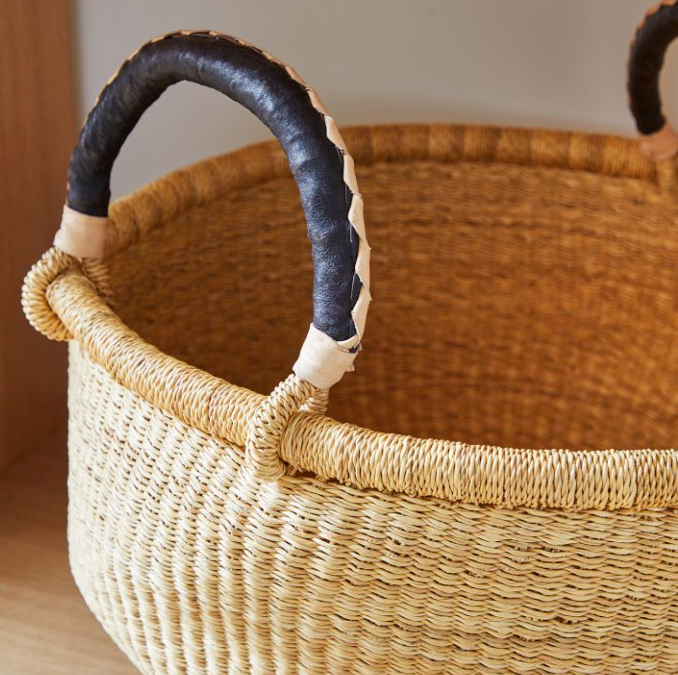 Bolga Baskets - Large Round Two Handle Natural Palette