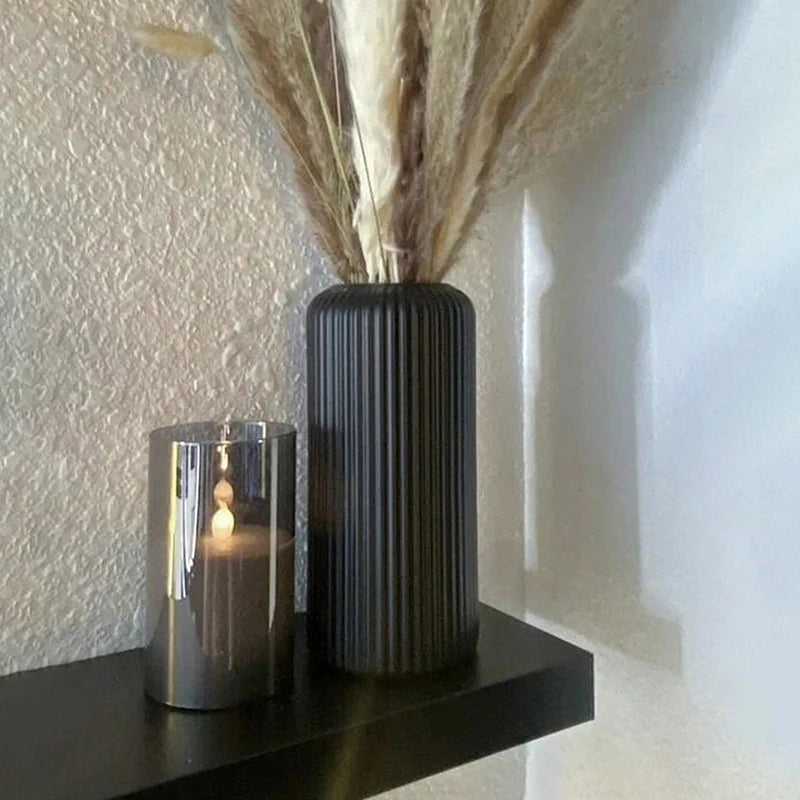 Striped Ceramic-Like Plastic Vase – Creative Floral Display