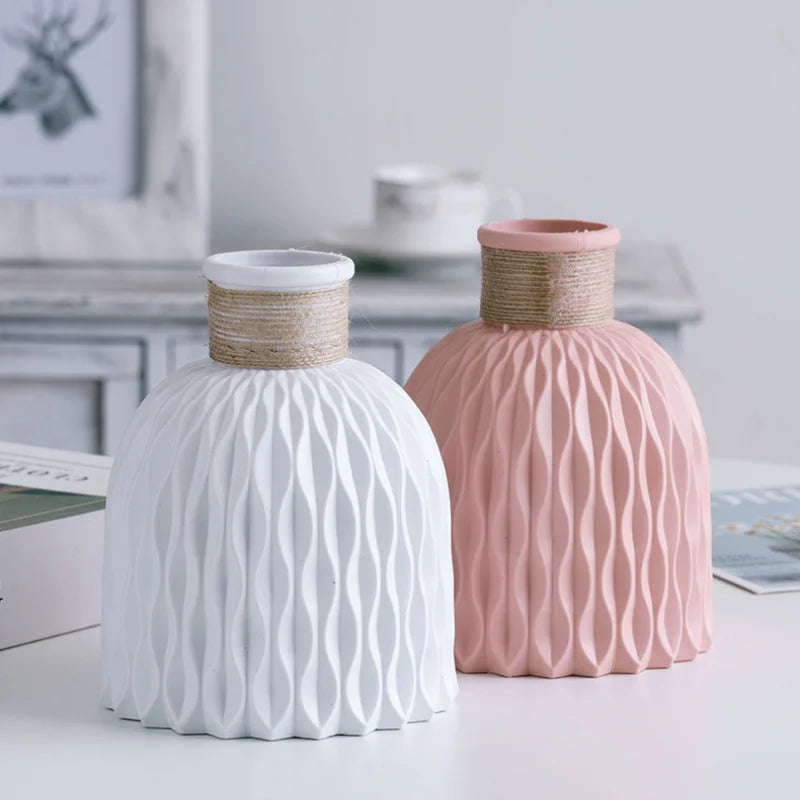 Modern White & Pink Flower Vase – Nordic Home Decor