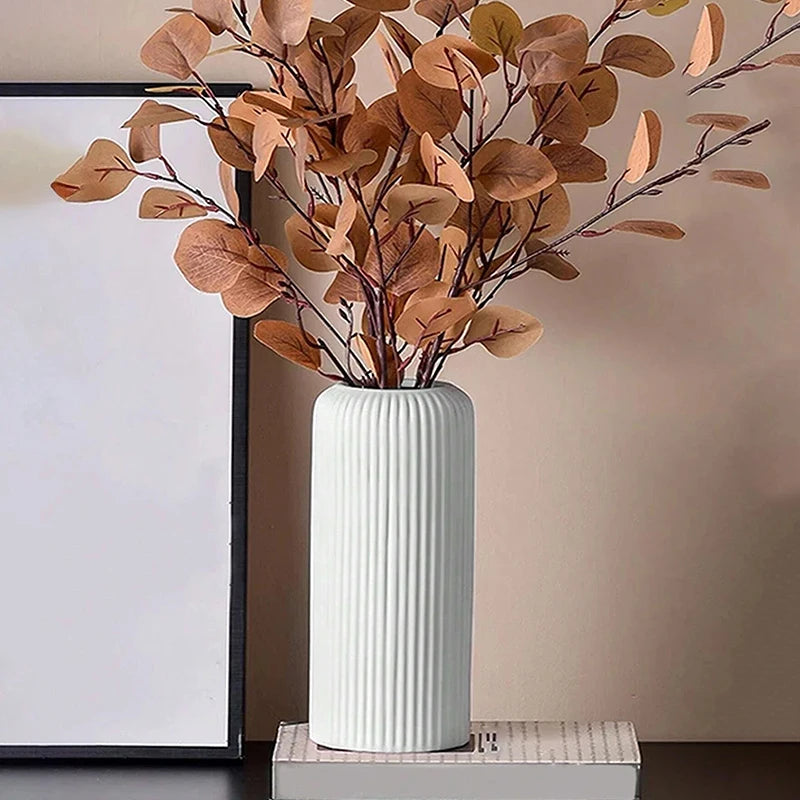 Striped Ceramic-Like Plastic Vase – Creative Floral Display