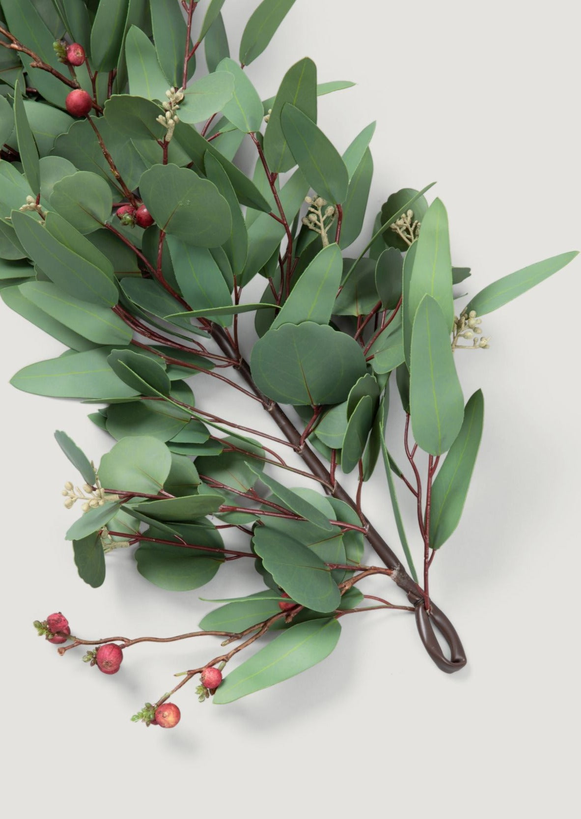 SALE - Deluxe Faux Seeded Eucalyptus Garland with Burgundy Berries - 60"