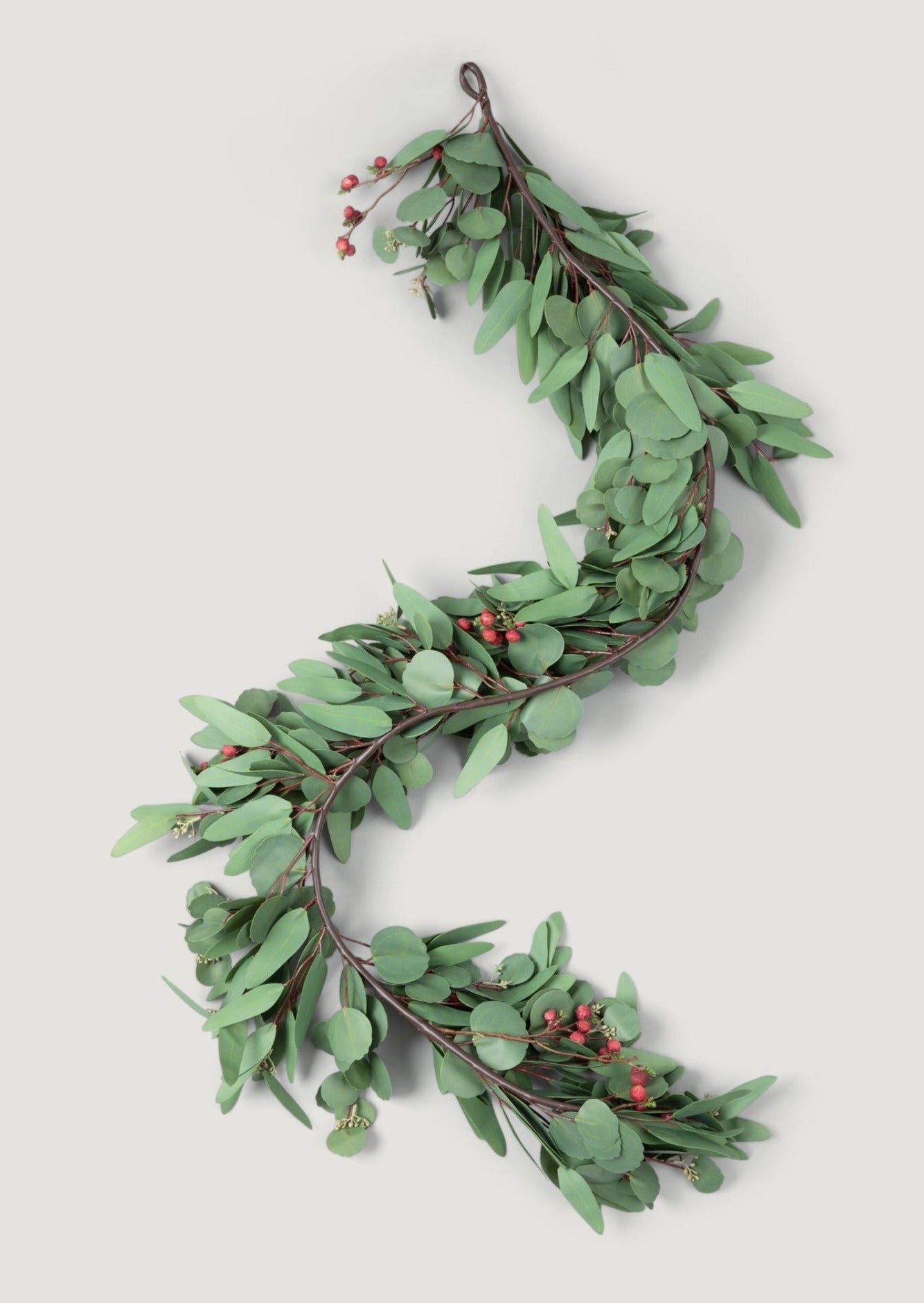 SALE - Deluxe Faux Seeded Eucalyptus Garland with Burgundy Berries - 60"