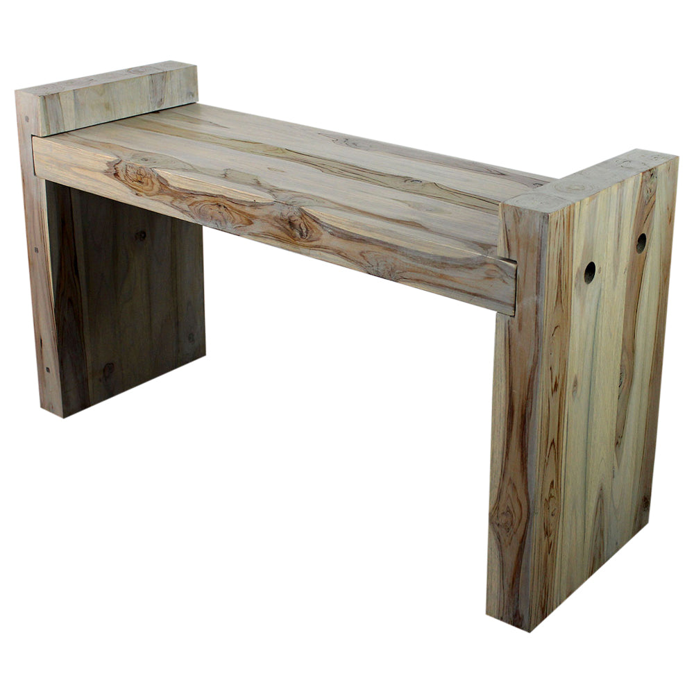 Haussmann® Teak Block Bench 36 x 12.5 x 20.5 inch High KD Grey Oil