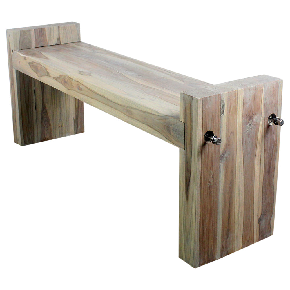 Haussmann® Teak Block Bench 48 x 12 x 19 inch High KD Grey Oil