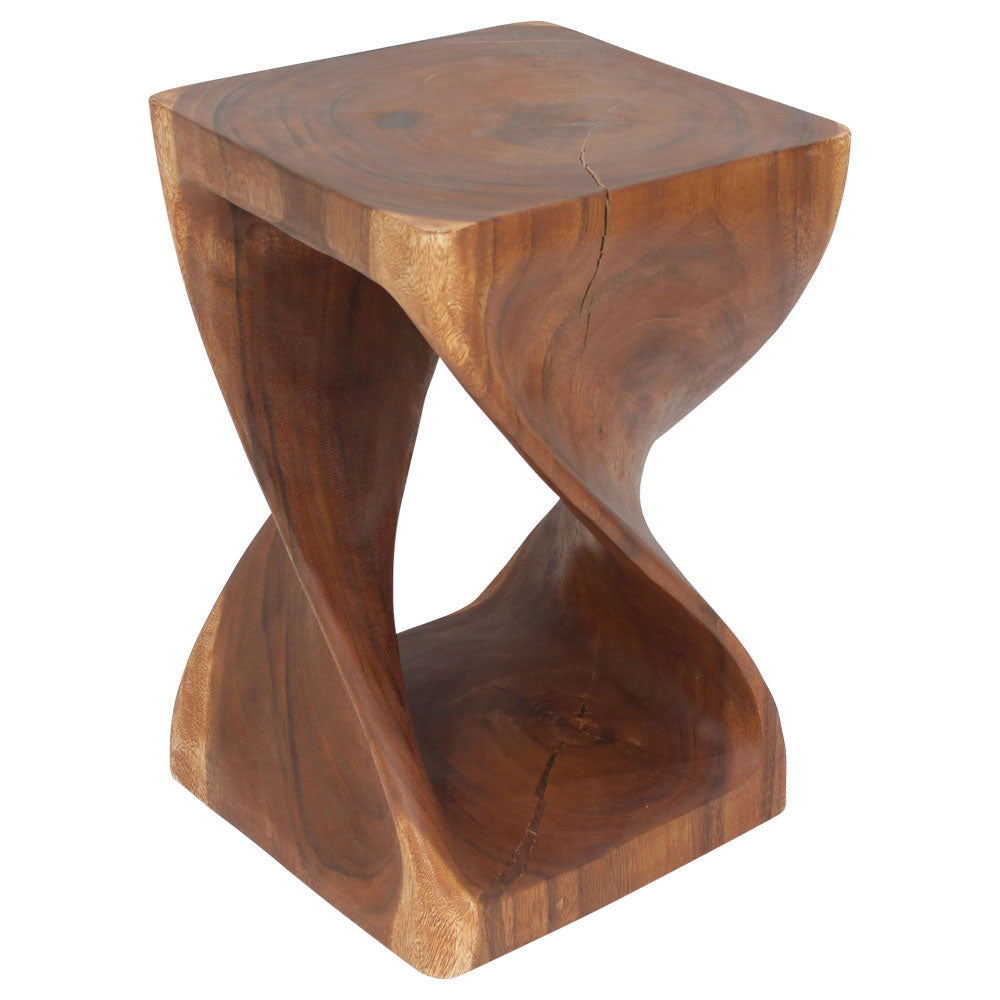 Haussmann® Wood Twist End Table 15 x 15 x 23 inch High Cherry Oil