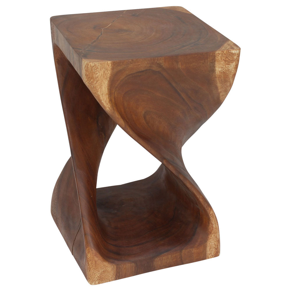 Haussmann® Wood Twist End Table 15 x 15 x 23 inch High Cherry Oil