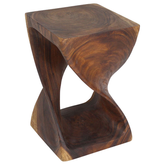 Haussmann® Wood Twist End Table 15 x 15 x 23 inch High Walnut Oil