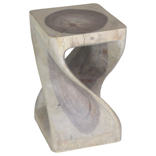 Original Wood Twist Accent Stool 10 X 10 X 16 In High Grey Oil