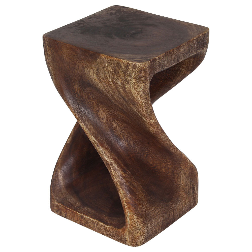 Original Wood Twist Accent Stool 10 X 10 X 16 In High Mocha Oil