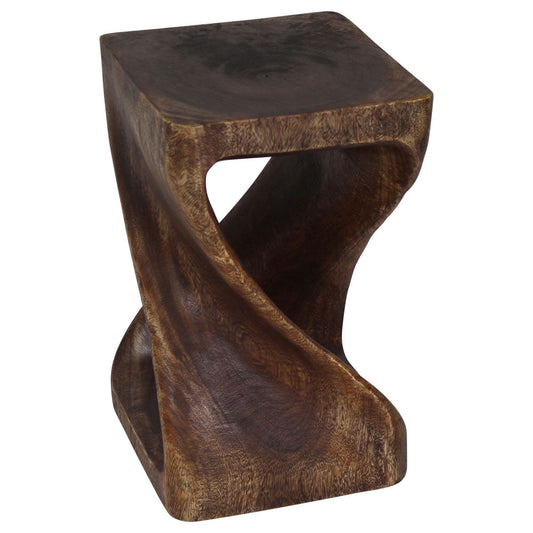 Original Wood Twist Accent Stool 10 X 10 X 16 In High Mocha Oil