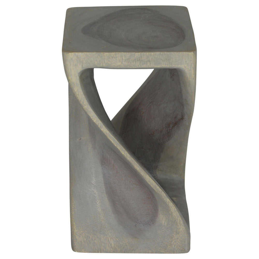 Original Wood Twist Accent Stool 10 X 10 X 18 In High Grey Oil