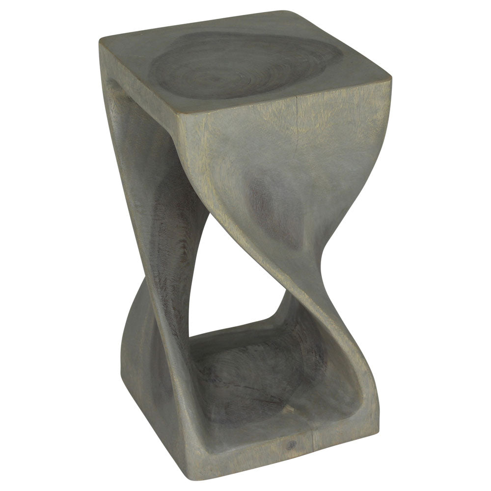 Original Wood Twist Accent Stool 10 X 10 X 18 In High Grey Oil