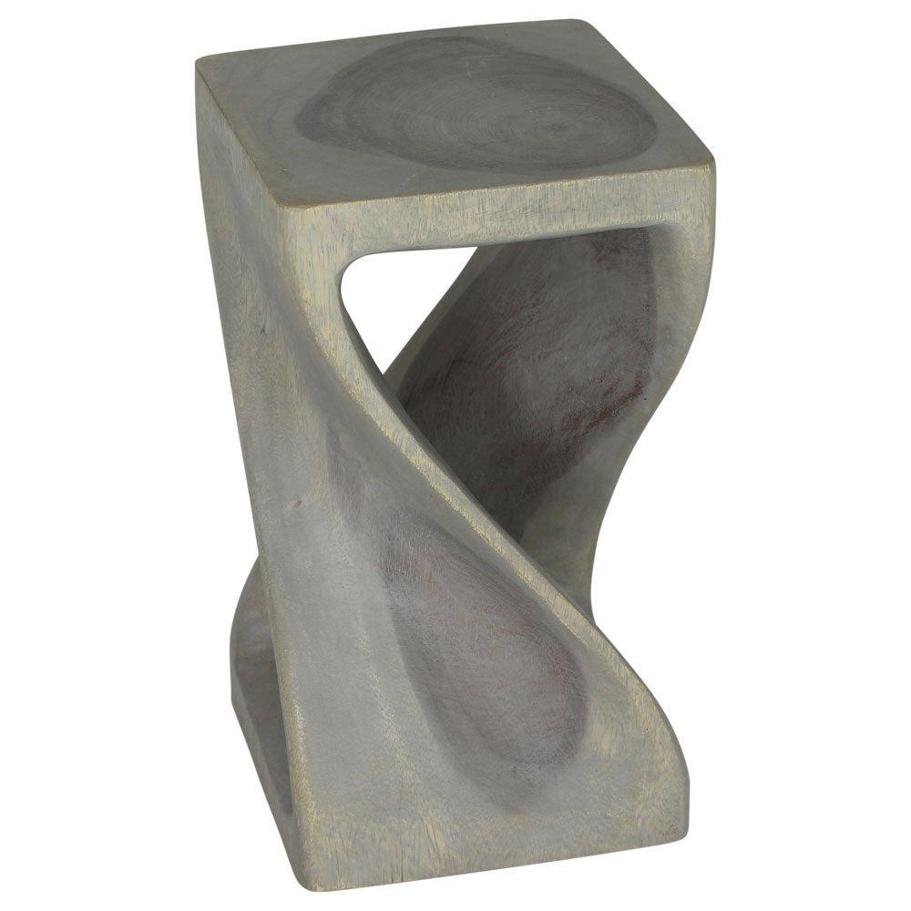 Original Wood Twist Accent Stool 10 X 10 X 18 In High Grey Oil