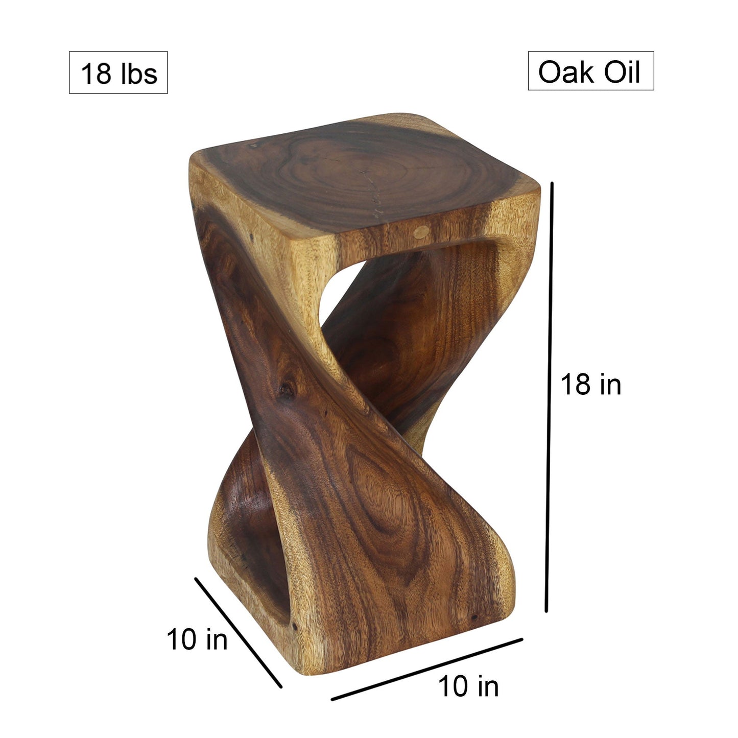 Original Wood Twist Accent Stool 10 X 10 X 18 In High Oak Oil