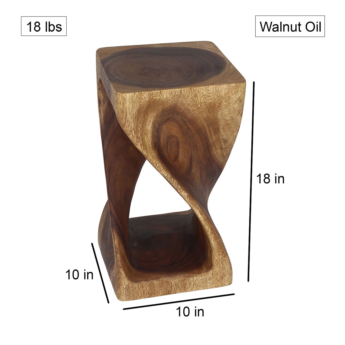 Original Wood Twist Accent Stool 10 X 10 X 18 In High Walnut Oil