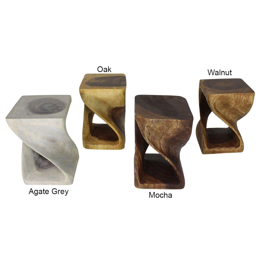 Haussmann® Original Wood Twist Stool 12 X 12 X 18 In High Grey Oil