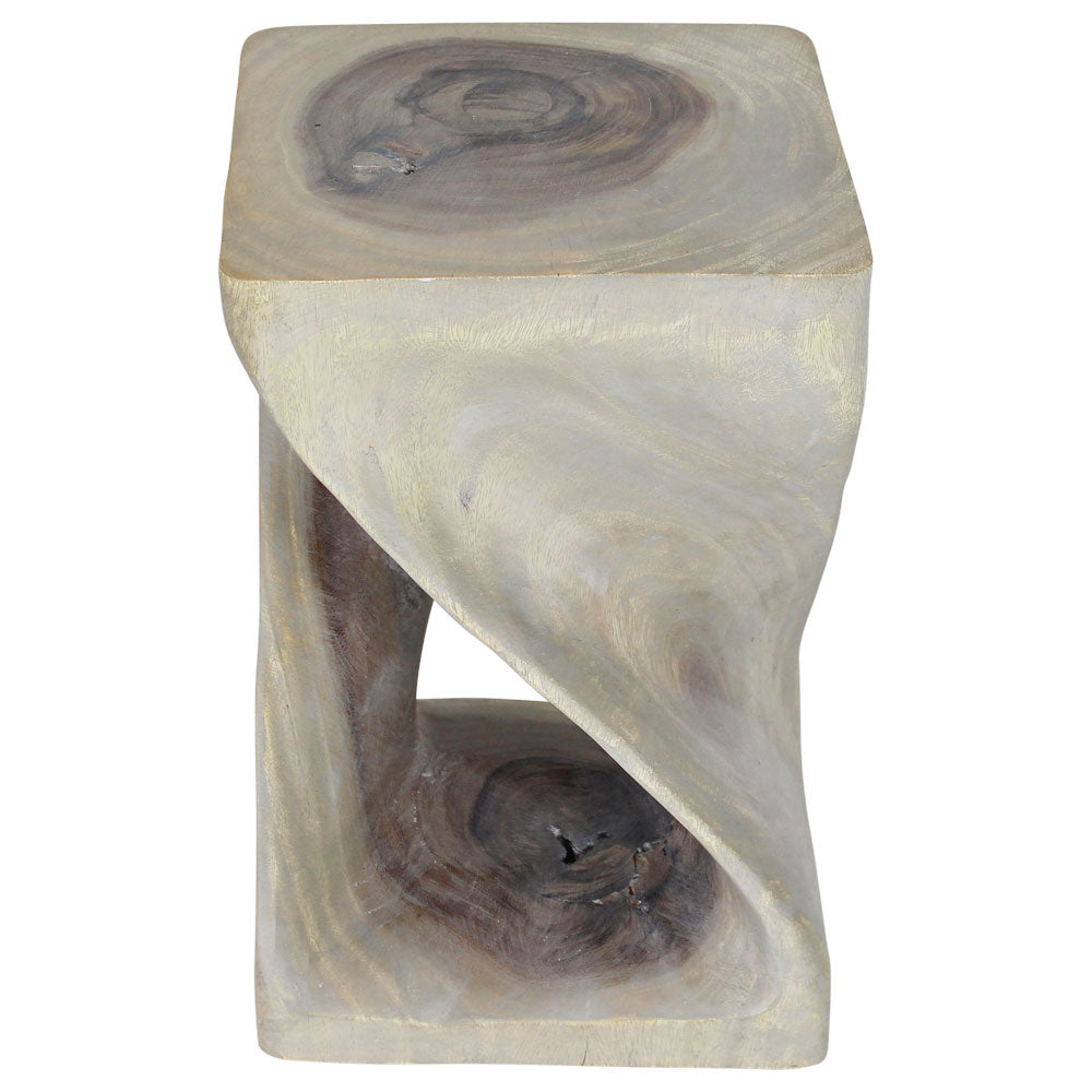 Haussmann® Original Wood Twist Stool 12 X 12 X 18 In High Grey Oil