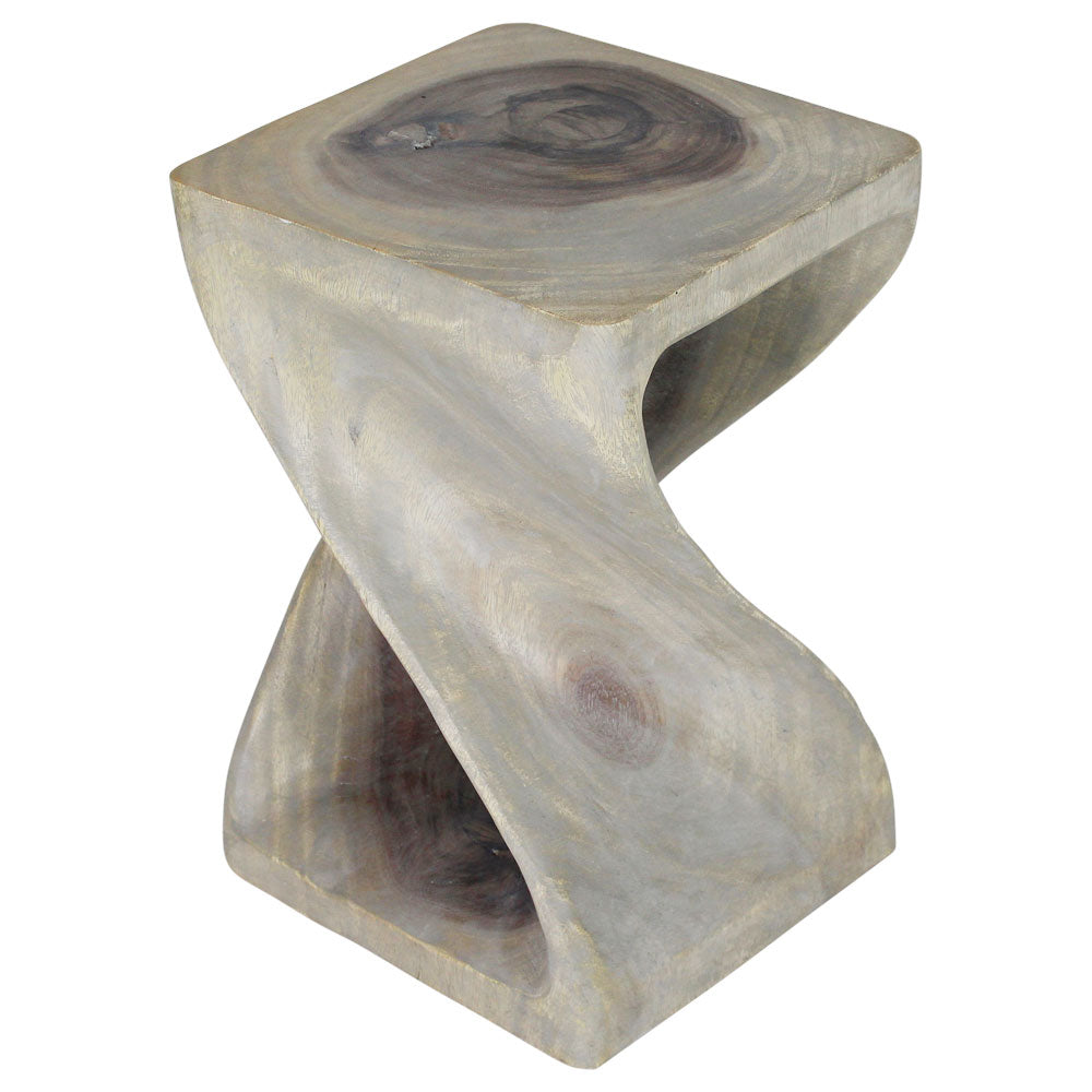 Haussmann® Original Wood Twist Stool 12 X 12 X 18 In High Grey Oil